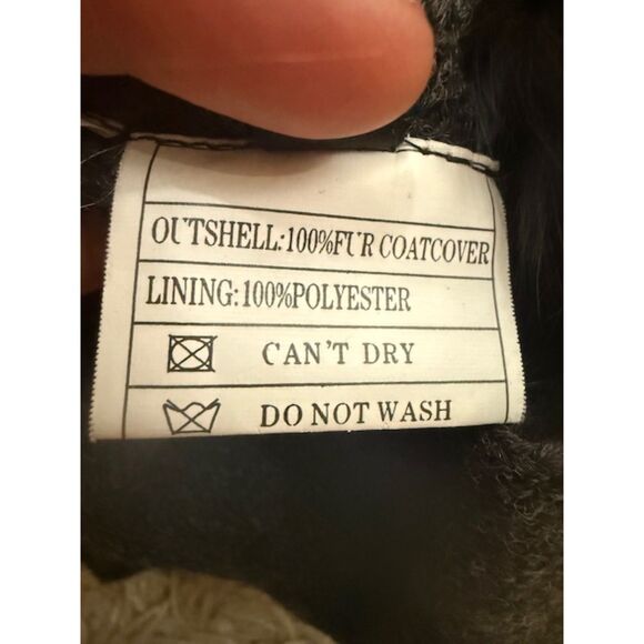 Vintage Dana Stein Real Rabbit Fur Trim Gray Wool Vest Sz M Drawstring Back - Picture 8 of 9